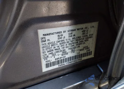 2005 Nissan Altima 2.5 S from USA, damaged, VIN 1N4AL11D85C201904